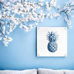 Pineapple, Tile, Delft Blue, Kitchen Bathroom Wall Art, Kitchen, Fruit, Pine, Blue Summer, Pina Colada, Ceramic - thumbnail 3