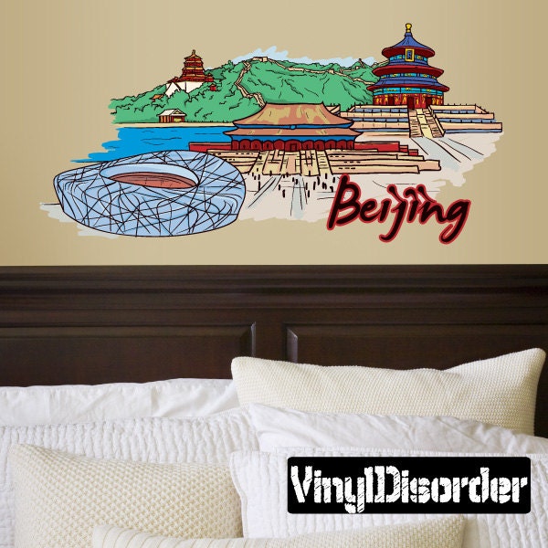 Famous City Beijing Wall Decal - Fabric Vinyl Removable & Reusable Famouscityuscolor024Et
