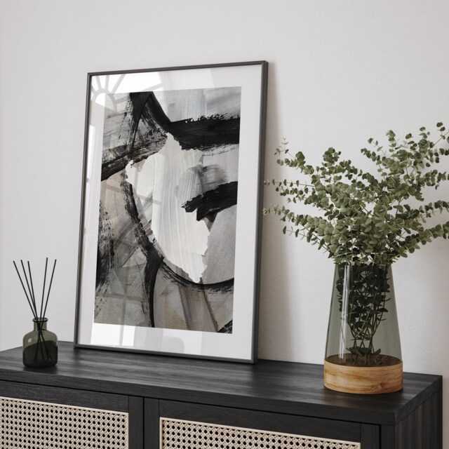 Peru Map - Black & Grey Abstract Painting Of Wall Art Print Traval Poster - image 1