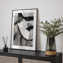 Peru Map - Black & Grey Abstract Painting Of Wall Art Print Traval Poster - thumbnail 1