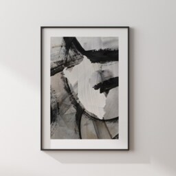 Peru Map - Black & Grey Abstract Painting Of Wall Art Print Traval Poster - thumbnail 3