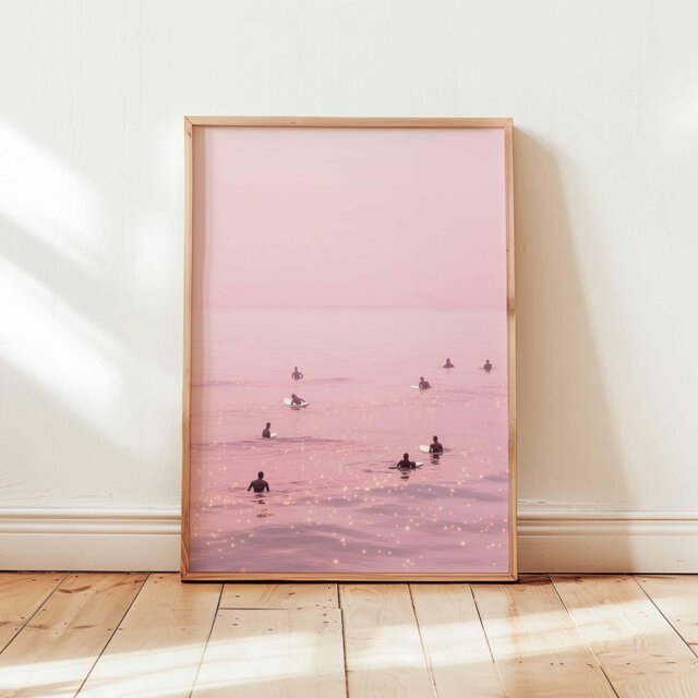 Surfing Poster, Retro Surf Print, Beachy Wall Art, Blue Summer Ocean Dopamine Decor, Beach Painting Coastal Decor - image 1