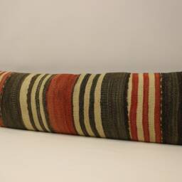 Handmade King Size Kilim Pillow Cover, 12x47 Inches 30x120 cm Lumbar Flaming Bedding Vintage Kilim, 4Oyf-417 - thumbnail 3