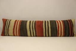 Handmade King Size Kilim Pillow Cover, 12x47 Inches 30x120 cm Lumbar Flaming Bedding Vintage Kilim, 4Oyf-417 - thumbnail 1