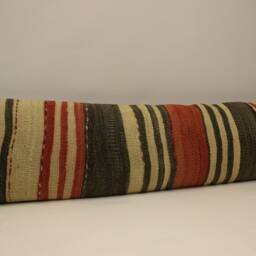 Handmade King Size Kilim Pillow Cover, 12x47 Inches 30x120 cm Lumbar Flaming Bedding Vintage Kilim, 4Oyf-417 - thumbnail 2