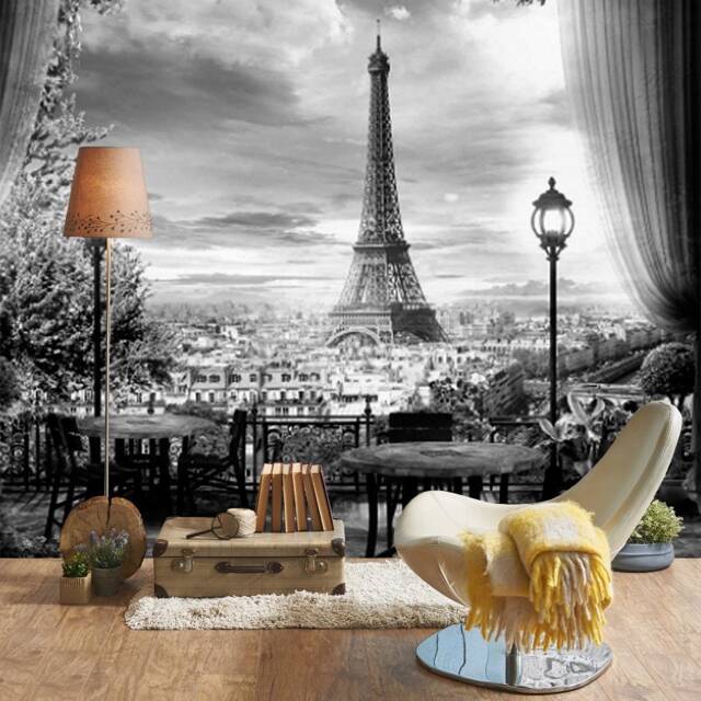 3.7M X 2.7M Paris Black & White View Wallpaper Wall Sticker Decor Peel & Stick 3D Mural Self Adhesive Exclusive Design - image 1