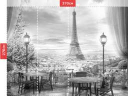 3.7M X 2.7M Paris Black & White View Wallpaper Wall Sticker Decor Peel & Stick 3D Mural Self Adhesive Exclusive Design - thumbnail 2