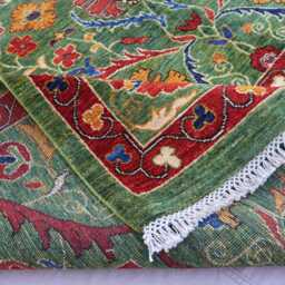 7x10 Green Bijdar Rug, Fine Quality Afghan Hand Knotted Wool Tribal Carpet, Oriental Rug, Natural Dyes Rug For Living Room, Bedroom - thumbnail 4
