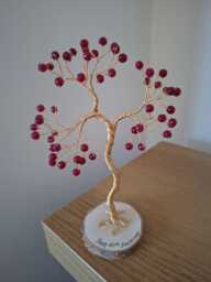 Personalised 40Th Anniversary Gift For Parents, Handmade Ruby Jade Wire Tree Ornament