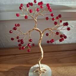Personalised 40Th Anniversary Gift For Parents, Handmade Ruby Jade Wire Tree Ornament - thumbnail 4
