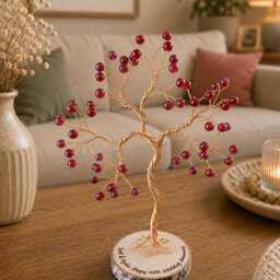 Personalised 40Th Anniversary Gift For Parents, Handmade Ruby Jade Wire Tree Ornament - thumbnail 3