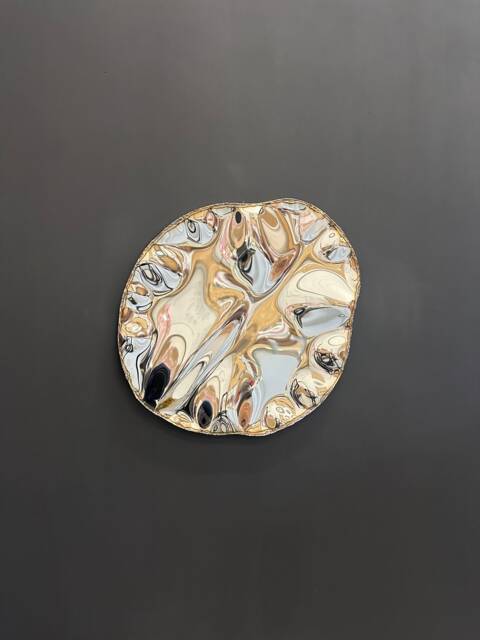 Reflective Wall Art, Wavy Mirror, Distorted Organic Shape Metal Wall Art, Chrome Decor, Metal Sculpture, Mirror Art - image 1