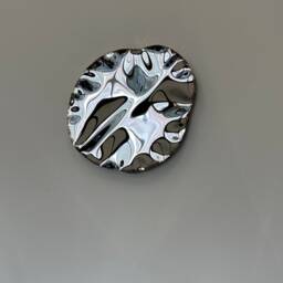 Reflective Wall Art, Wavy Mirror, Distorted Organic Shape Metal Wall Art, Chrome Decor, Metal Sculpture, Mirror Art - thumbnail 4