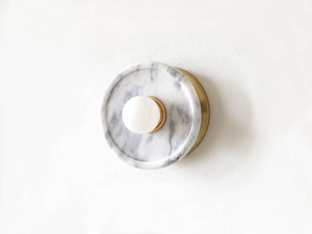 White Marble & Brass Minimal Wall Sconce Light Floush Mount Lighting Vanity Light Entry - image 1