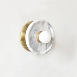 White Marble & Brass Minimal Wall Sconce Light Floush Mount Lighting Vanity Light Entry - thumbnail 4