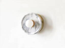 White Marble & Brass Minimal Wall Sconce Light Floush Mount Lighting Vanity Light Entry - thumbnail 1