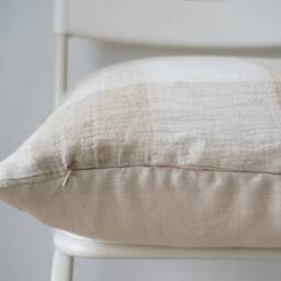 Hmong Batik Pillow Cover Neutral Tan Plaid, Ethnic Home Decor - thumbnail 3