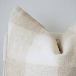 Hmong Batik Pillow Cover Neutral Tan Plaid, Ethnic Home Decor - thumbnail 2