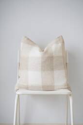 Hmong Batik Pillow Cover Neutral Tan Plaid, Ethnic Home Decor - thumbnail 1