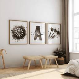 Custom Darts Bedroom Print Set - 3 Personalised Dart Posters - Sport Player Gift Dartboard Prints Boys Gifts Gaming Room Artwork - thumbnail 3