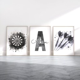 Custom Darts Bedroom Print Set - 3 Personalised Dart Posters - Sport Player Gift Dartboard Prints Boys Gifts Gaming Room Artwork - thumbnail 2