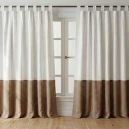 Custom Size Extra Wide Dual Color Linen Curtain, Washed Soft Linen, Long Cafe Tietop, Eyelet, Rod Pocket, Home_1026 - thumbnail 2