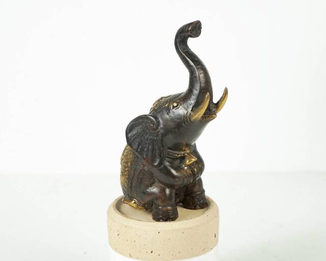 Bronze Sitting Elephant Figurine, 4 - image 1