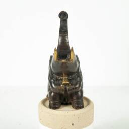 Bronze Sitting Elephant Figurine, 4 - thumbnail 3