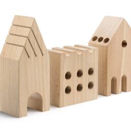 Wooden City Desk Organizer, Beech Pen & Card Holder - thumbnail 2