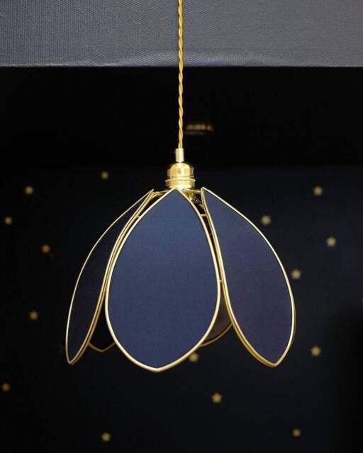 Simple Flower Pendant Light - Midnight Blue & Gold - image 1