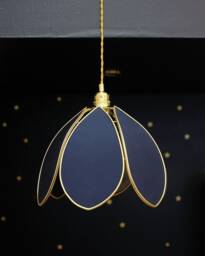 Simple Flower Pendant Light - Midnight Blue & Gold