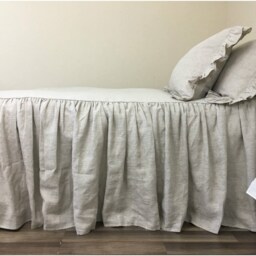 Natural Linen Bedspread, Medium Weight Linen, Ruffle Bedding in Queen, King, Full, Twin Or Custom Size - thumbnail 2