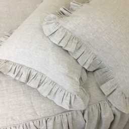 Natural Linen Bedspread, Medium Weight Linen, Ruffle Bedding in Queen, King, Full, Twin Or Custom Size - thumbnail 4