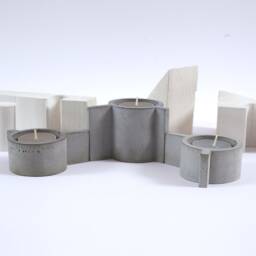 Handmade Concrete Molecule Candle Holder - Modern Geometric Design - thumbnail 2