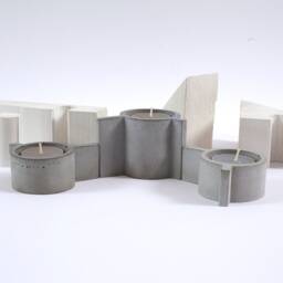 Handmade Concrete Molecule Candle Holder - Modern Geometric Design - thumbnail 4