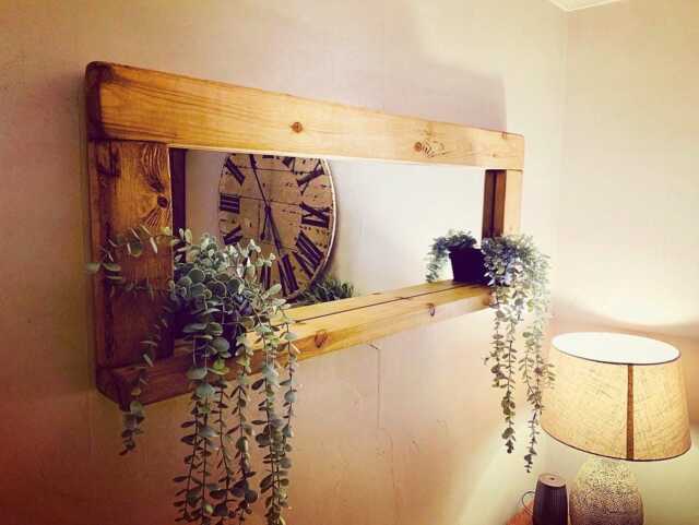 English Oak Waxed Wall Mirror Shelf - Handmade Home D??cor - image 1