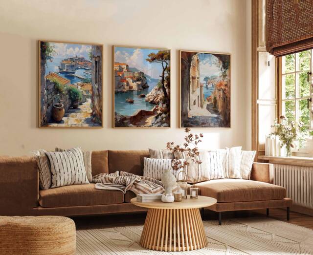 Set Of 3 Dubrovnik Posters, Croatia Prints, Wall Art, Adriatic Coast Decor, Poster, Croatian City Europe Art - image 1