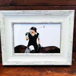 Polo Player Print 17x12cm - White Rustic Frame - Equestrian Sport Wall Art, Gift For Horse Lovers - thumbnail 2