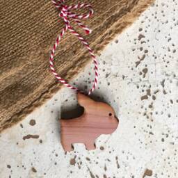 Cedar French Bulldog Ornament, Scorched Wood Dog Christmas Decor - thumbnail 2