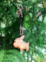 Cedar French Bulldog Ornament, Scorched Wood Dog Christmas Decor