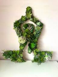 Moss Yoga Pose Sign Faux Succulent Greenery Wall Art