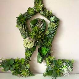 Moss Yoga Pose Sign Faux Succulent Greenery Wall Art - thumbnail 2