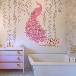 Peacock Wall Decal, Leaves Branch, Nursery Decor - thumbnail 3