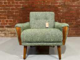 New. Mid Century Vintage Style Model 60 Lounge Chair, Handmade With Forest Green Multi Weave Fabric - thumbnail 1