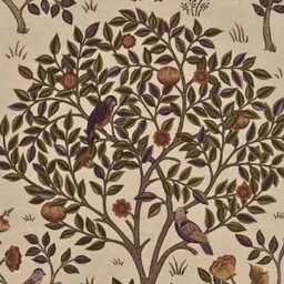 William Morris Kelmscott Tree, Arts & Crafts, Beige, Burgundy Red Green Linen Union Cushion, Throw Pillow Home Decor - thumbnail 2