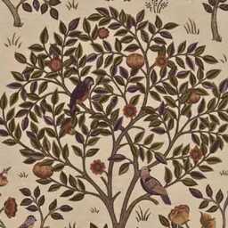 William Morris Kelmscott Tree, Arts & Crafts, Beige, Burgundy Red Green Linen Union Cushion, Throw Pillow Home Decor - thumbnail 2
