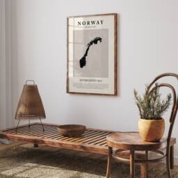 Norway Map Vintage Abstract Wall Art Print Picasso + Matisse Inspired Travel Poster - thumbnail 3
