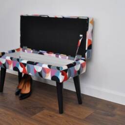 Lovare Lotus Bench With Storage, Patterned Bench, Rossi Furniture, Hand-Made, Custom-Made - thumbnail 2