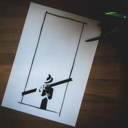 Unique Limited Edition Poster Detective Illustration One Of A Kind Art Print, Minimal Black White Wall Art Home Decor Abstract Print - thumbnail 2