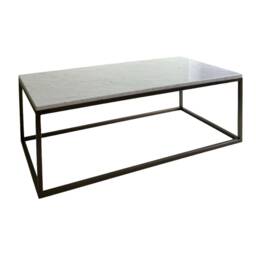 Carrara Marble Coffee Table Mild Steel Frame - thumbnail 2